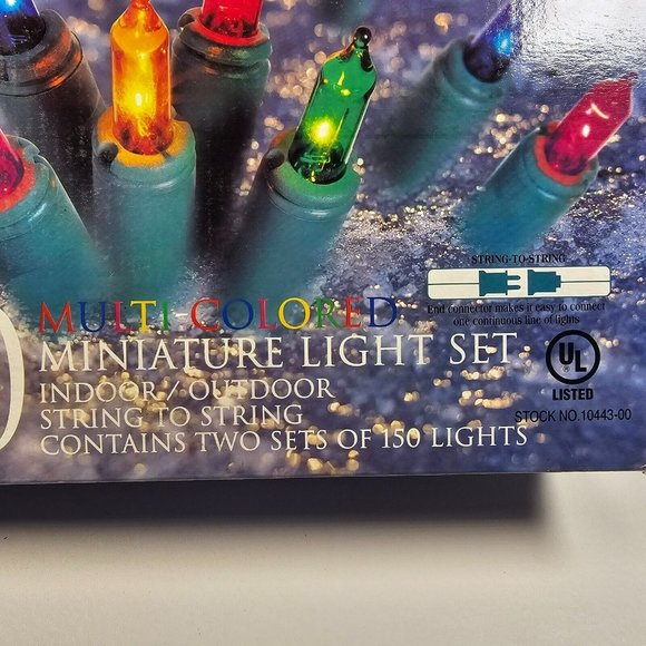 Set of 300 Steady / 3-Way Flashing Multicolor String Lights NEW Green Wire - Picture 2 of 5